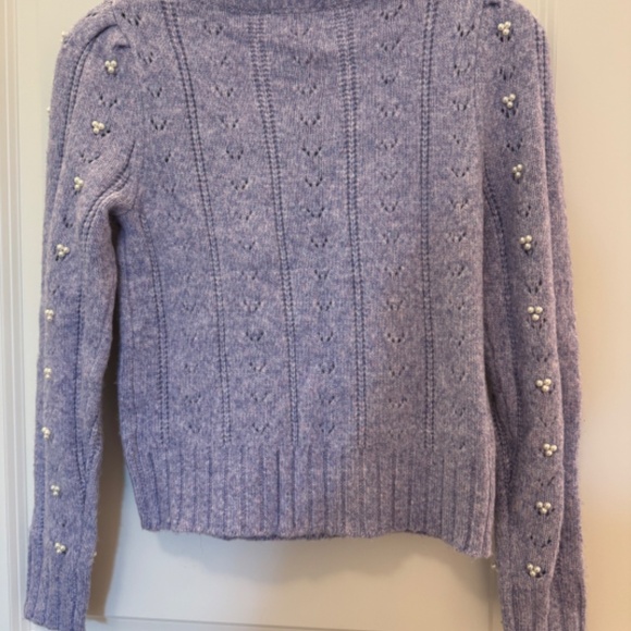 INDUSTRY Purple Wool Blend Ruffle Pearl Sweater - Picture 4 of 4